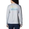 Columbia Womens Tidal Tee™ PFG Fish Flag LsTidal Tee PFG Fish Flag Long Sleeve(Cool Grey/Deep Marine Gradient)