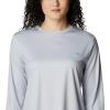 Columbia Womens Tidal Tee™ PFG Fish Flag LsTidal Tee PFG Fish Flag Long Sleeve(Cool Grey/Deep Marine Gradient)