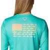 Columbia Womens Tidal Tee™ PFG Fish Flag LsTidal Tee PFG Fish Flag Long Sleeve(Electric Turquoise/Sun Glow Gradient)