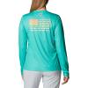 Columbia Womens Tidal Tee™ PFG Fish Flag LsTidal Tee PFG Fish Flag Long Sleeve(Electric Turquoise/Sun Glow Gradient)
