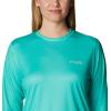 Columbia Womens Tidal Tee™ PFG Fish Flag LsTidal Tee PFG Fish Flag Long Sleeve(Electric Turquoise/Sun Glow Gradient)