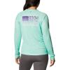 Columbia Womens Tidal Tee™ PFG Fish Flag LsTidal Tee PFG Fish Flag Long Sleeve(Mint Cay/Fairytale Gradient)