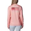 Columbia Womens Tidal Tee™ PFG Fish Flag LsTidal Tee PFG Fish Flag Long Sleeve(Tiki Pink/Red Hibiscus Gradient)
