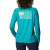 Columbia Womens Tidal Tee™ PFG Fish Flag LsTidal Tee PFG Fish Flag Long Sleeve(Tropic Water/Lime Glow Gradient)