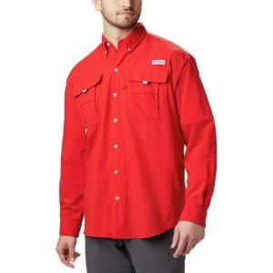 Columbia Mens Bahama Ii Long Sleeve Shirt(Red Spark)
