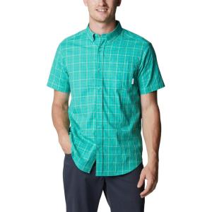 Columbia Men’s Rapid Rivers II Short Sleeve Shirt(Electric Turquoise Grid)
