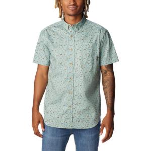 Columbia Men’s Rapid Rivers II Short Sleeve Shirt(Stone Blue/Makin Tracks Print)