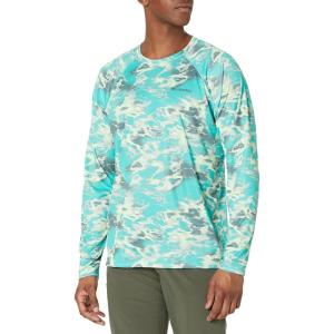Columbia Men’s Summerdry Printed Long Sleeve(Bright Aqua Natureal Waves)