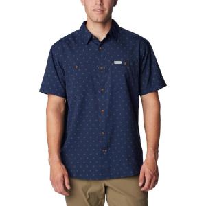 Columbia Mens Utilizer Printed Woven Short Sleeve(Collegiate Navy Dawn Dot Multicolor)