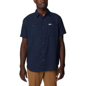 Columbia Mens Utilizer Printed Woven Short Sleeve(Collegiate Navy Hammocked)