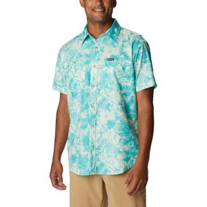 Columbia Mens Utilizer Printed Woven Short Sleeve(Ice Green Sketchy Paradise)