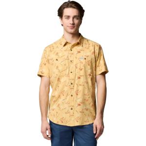 Columbia Mens Utilizer Printed Woven Short Sleeve(Sand Dune Yarrow Mirage)