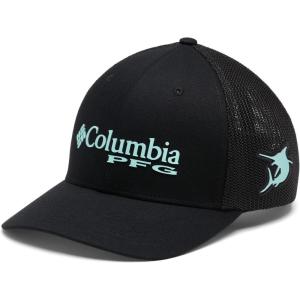 Columbia Unisex Adult PFG Logo Mesh Ball Cap(Black/Gulf Stream)