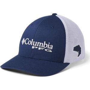 Columbia Unisex Adult PFG Logo Mesh Ball Cap(Carbon  White  Red Spark Bass)