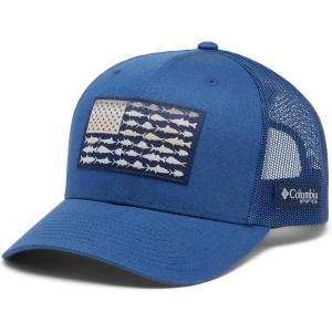 Columbia Unisex Adult PFG Logo Mesh Ball Cap(Carbon/Collegiate Navy)