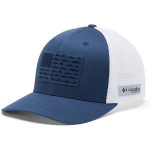Columbia Unisex Adult PFG Logo Mesh Ball Cap(Carbon/White/Us Fish Flag)