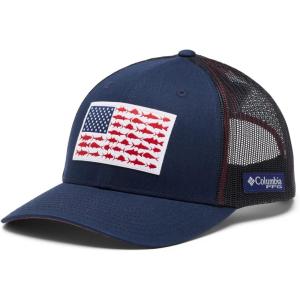 Columbia Unisex Adult PFG Logo Mesh Ball Cap(Collegiate Navy/Sunset Red)