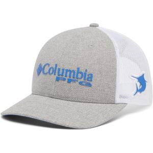 Columbia Unisex Adult PFG Logo Mesh Ball Cap(Cool Grey Heather/Vivid Blue)