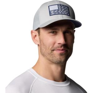 Columbia Unisex Adult PFG Logo Mesh Ball Cap(Cool Grey/Nocturnal/Us Fish Flag)