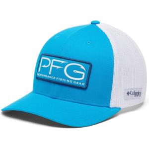 Columbia Unisex Adult PFG Logo Mesh Ball Cap(Ocean Blue/White)