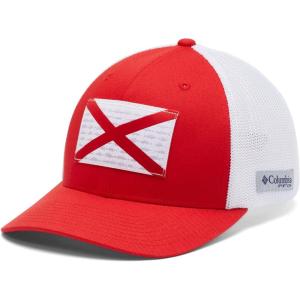 Columbia Unisex Adult PFG Logo Mesh Ball Cap(Red Spark/Alabama Flag)