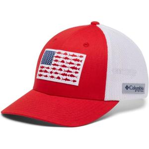 Columbia Unisex Adult PFG Logo Mesh Ball Cap(Red Spark/White/US Fish)