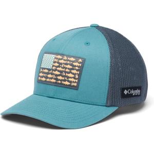 Columbia Unisex Adult PFG Logo Mesh Ball Cap(Tranquil Teal/City Grey/Trout Flag)