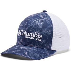 Columbia Unisex Camo Mesh Ball Cap(Collegiate Navy Contour Fish Print)