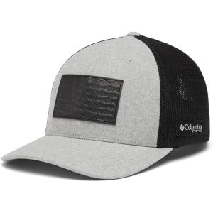 Columbia Unisex-Adult PFG Leather Fish Flag Mesh Ball CapCap(Cool Grey Heather/Black)