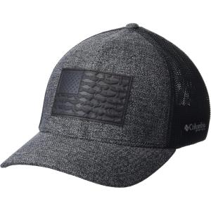 Columbia Unisex-Adult PFG Leather Fish Flag Mesh Ball CapCap(Grill Heather/Shark)