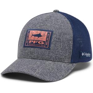 Columbia Unisex-Adult PFG Patch Mesh Ball Cap(Grill Heather/Collegiate Navy/on the Line)