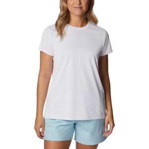 Columbia Womens Hike Graphic Short Sleeve Tee(White/Vertical Outline Csc Graphic)