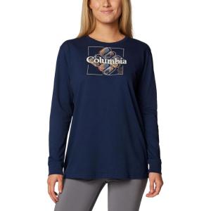 Columbia Womens North Cascades Long Sleeve Tee(Collegiate Navy/Dimensional Gem Omblur)