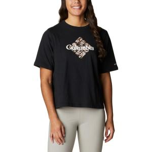 Columbia Womens North Cascades Relaxed Tee(Black/Centered Gem Textured Mountain)