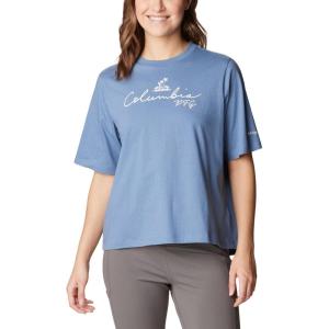 Columbia Womens North Cascades Relaxed Tee(Bluestone  White Pfg Script Isle)