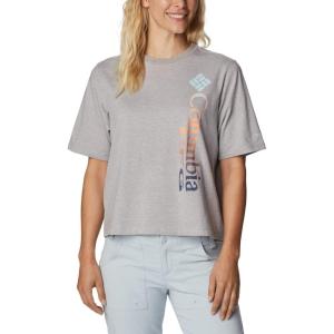 Columbia Womens North Cascades Relaxed Tee(Columbia Grey Heather/Pfg Stacked Vert)