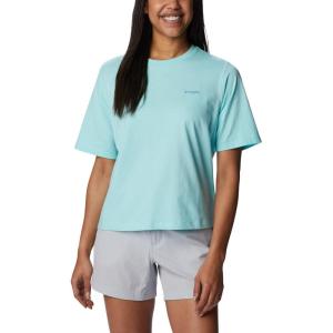 Columbia Womens North Cascades Relaxed Tee(Gulf Stream/Fish Friends Flag Graphic)