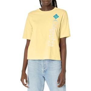 Columbia Womens North Cascades Relaxed Tee(Sweet Corn/Pfg Stacked Vert Logo)