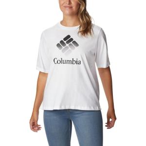 Columbia Womens North Cascades Relaxed Tee(White/Csc Stacked Gradient Graphic)