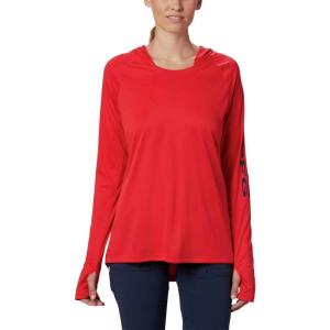 Columbia Women’s Tidal Tee Hoodie(Red Lily/Collegiate Navy Logo)