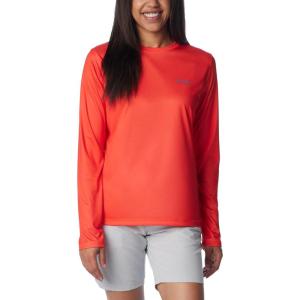 Columbia Womens Tidal Tee™ PFG Fish Flag LsTidal Tee PFG Fish Flag Long Sleeve(Bright Poppy/Fish and Friends Flag)