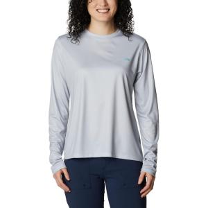 Columbia Womens Tidal Tee™ PFG Fish Flag LsTidal Tee PFG Fish Flag Long Sleeve(Cool Grey/Deep Marine Gradient)