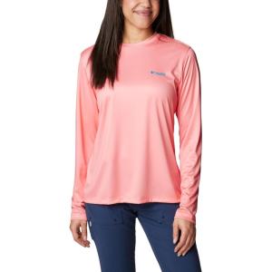 Columbia Womens Tidal Tee™ PFG Fish Flag LsTidal Tee PFG Fish Flag Long Sleeve(Coral Glow/Fish and Friends Ombre)