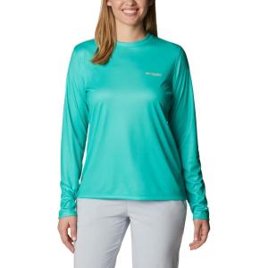 Columbia Womens Tidal Tee™ PFG Fish Flag LsTidal Tee PFG Fish Flag Long Sleeve(Electric Turquoise/Sun Glow Gradient)