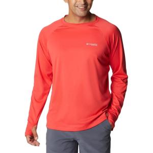 Columbia mens Pfg Zero Rules Long Sleeve Shirt(Red Hibiscus)