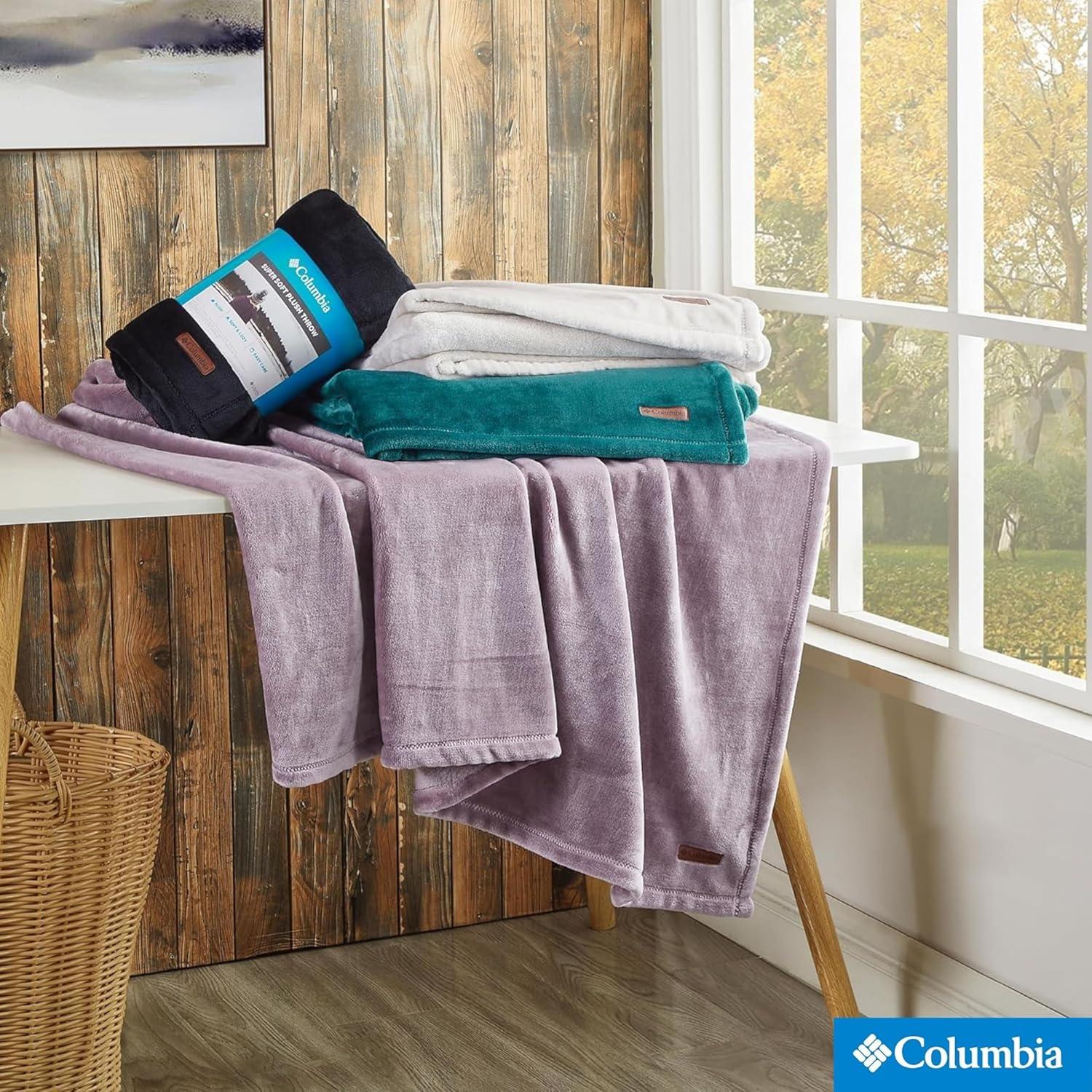 imageColumbia 50quot x 60quot Super Plush Lightweight Throw Blanket Outdoor Essentials for Camping Picnics and Adventures Soft and Cozy Home Essentials for Bed and Living Room BlackSparrow