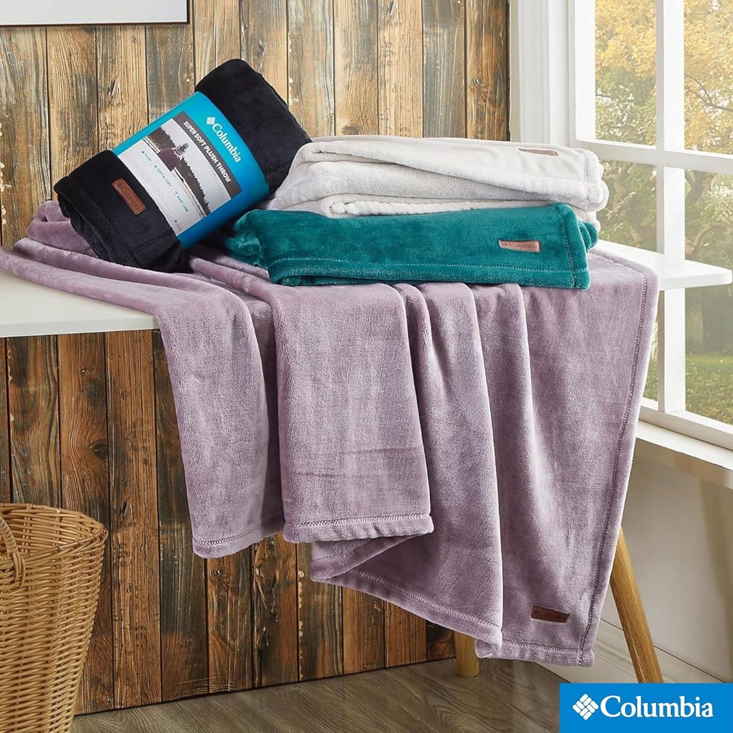 imageColumbia 50quot x 60quot Super Plush Lightweight Throw Blanket Outdoor Essentials for Camping Picnics and Adventures Soft and Cozy Home Essentials for Bed and Living Room BlackNight Wave