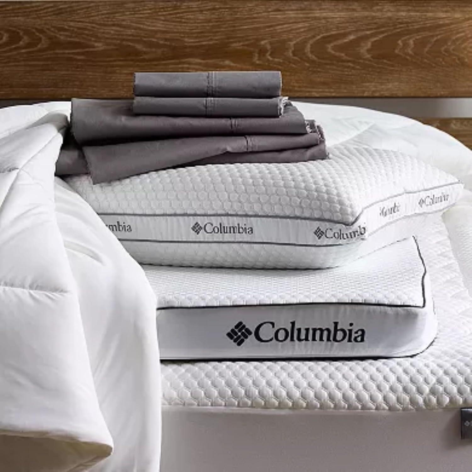 imageColumbia Comfort Ice Fiber Side Sleeper Down Alternative Bed Pillow with Polyester Fiberfill Supportive Cooling Double Sided Breathable Cover Back ampamp Stomach Sleeper StandardQueen Pack of 1Side Sleeper