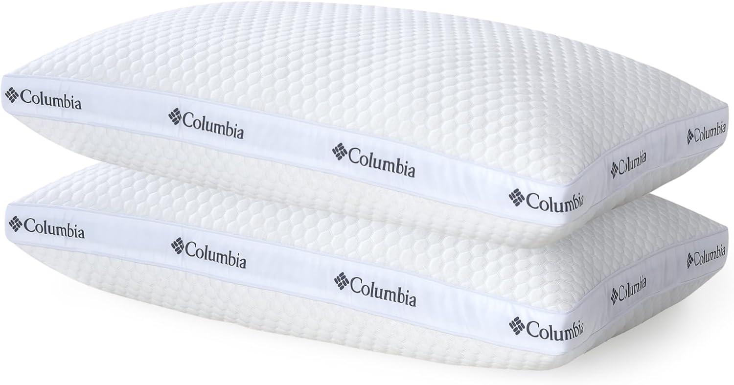 imageColumbia Comfort Ice Fiber Side Sleeper Down Alternative Bed Pillow with Polyester Fiberfill Supportive Cooling Double Sided Breathable Cover Back ampamp Stomach Sleeper StandardQueen Pack of 1Side Sleeper