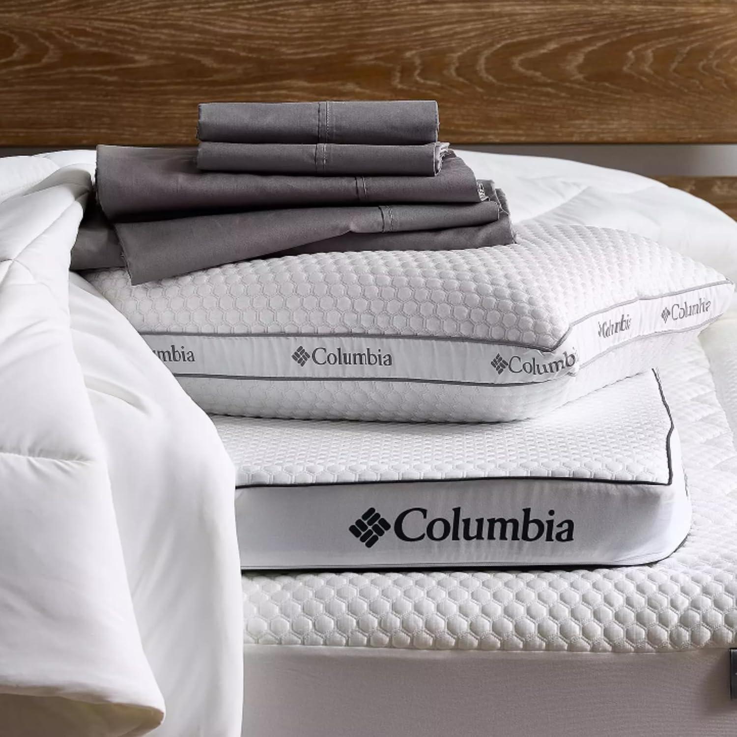 imageColumbia Comfort Ice Fiber Side Sleeper Down Alternative Bed Pillow with Polyester Fiberfill Supportive Cooling Double Sided Breathable Cover Back ampamp Stomach Sleeper StandardQueen Pack of 1Side Sleeper